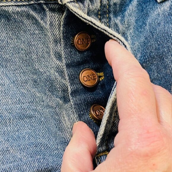 One Teaspoon Bandits Low Waist Cheeky Denim Shorts Pacifica Blue Smile Size 23 - Picture 8 of 12